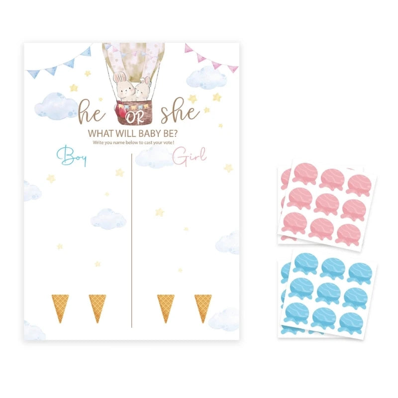 M5TF Gender Reveal Party Baby Gender Reveal Poster with 36pcs Boy and Girl Stickers