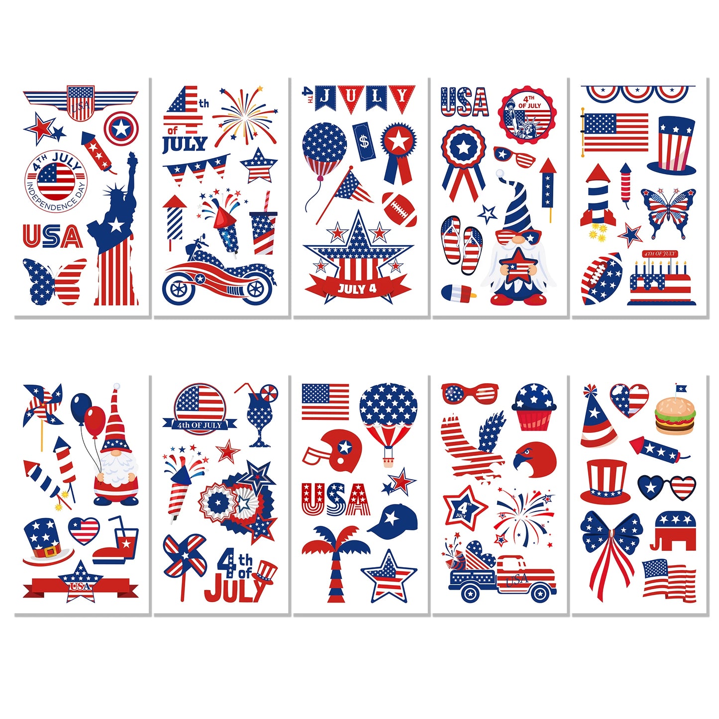 July 4th Day Independence Day Party Photobooth Props, Temporary Tattoo, Tablecover, Cake Stand, Washi Tape, Scrapbook Paper