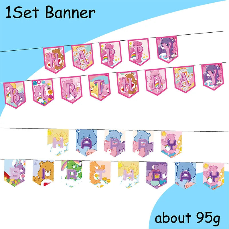 Rainbow Bears Birthday Decoration Angle Disposable Tableware Cup Plate Tablecloth Baby Shower Kids Girls Boy Party Supplies