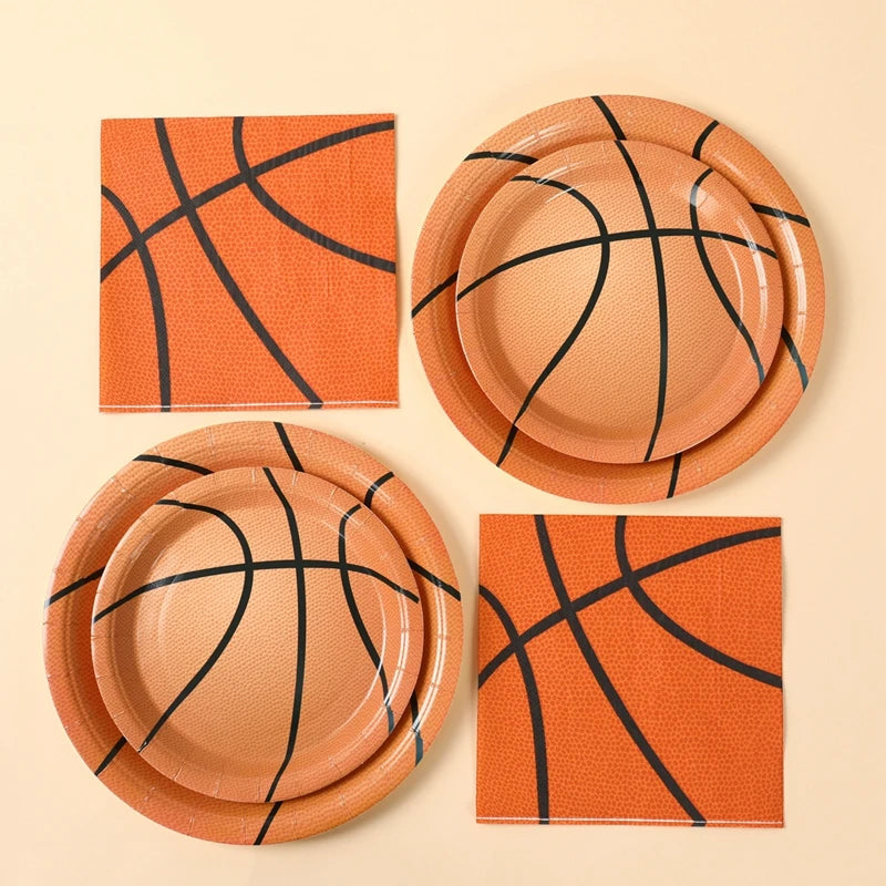 Basketball Birthday Decoration Disposable Tableware Basketball Party Paper Plates Napkins Basketball Birthday Baby Shower Decor