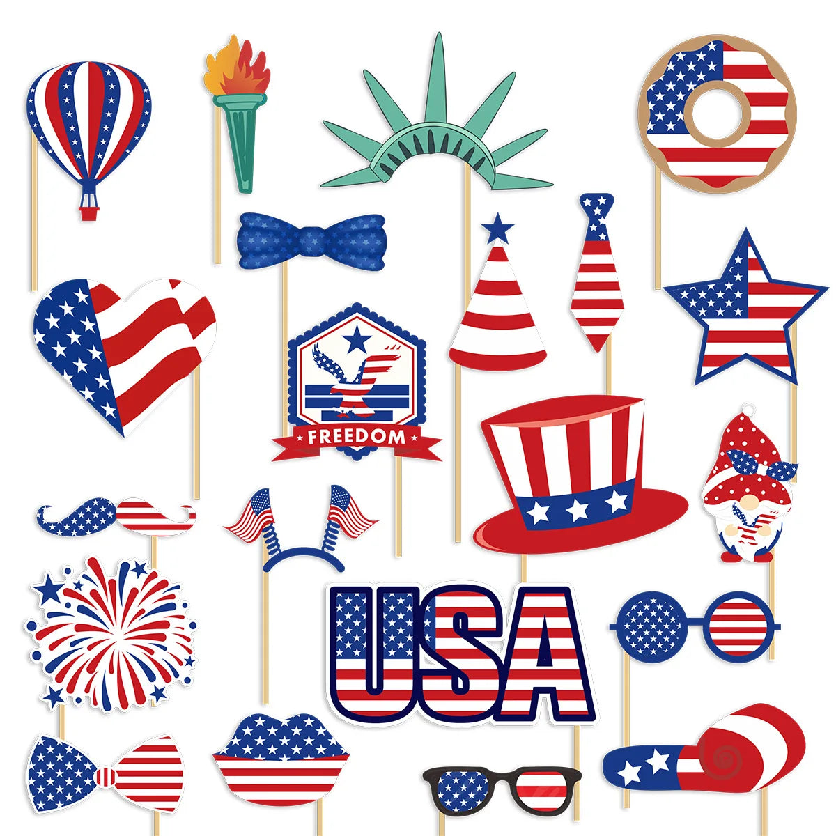 Independence Day Party Photo Props Spiral Pendant I Love USA Banner Balloon July 4th Day Christmas New Year Party Decoration