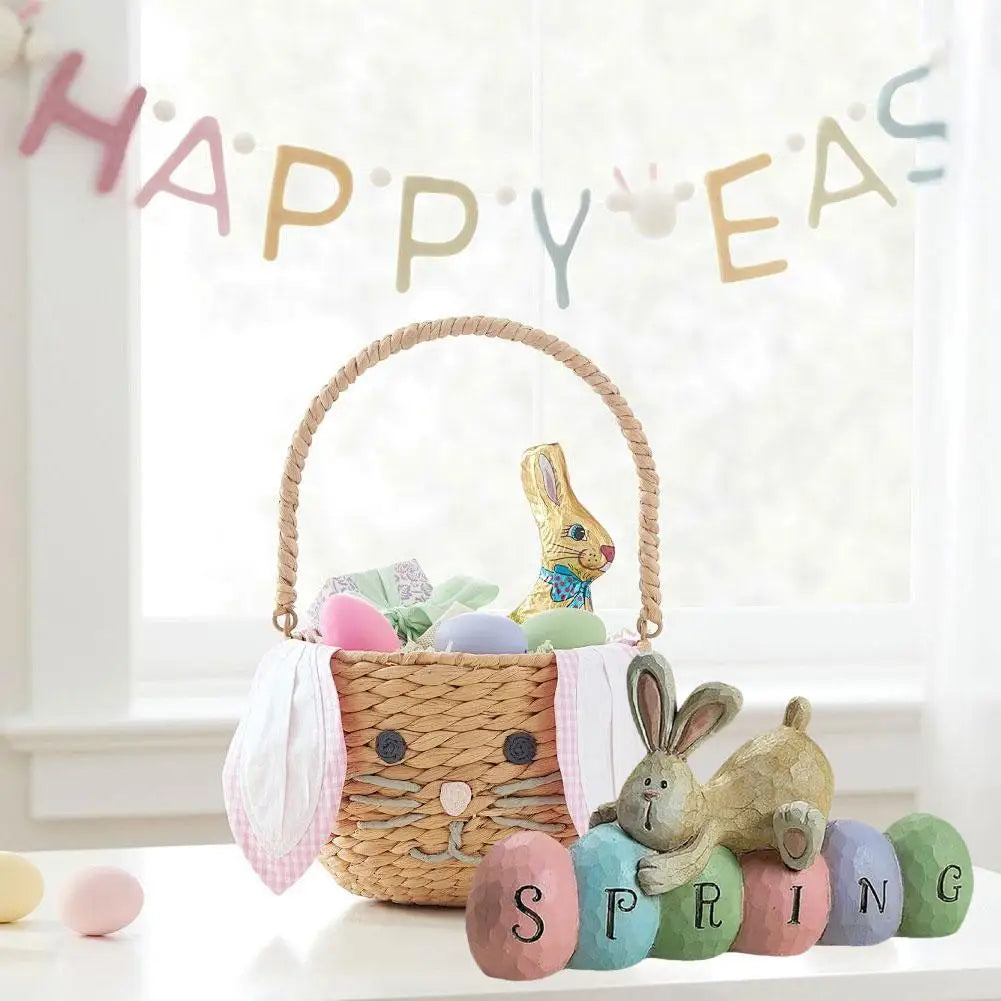 Spring Easter Bunny Rabbit Wooden Ornaments DIY Crafts Kids Toy Gift Happy Easter Decoration 2025 Party Home Desktop Decorations