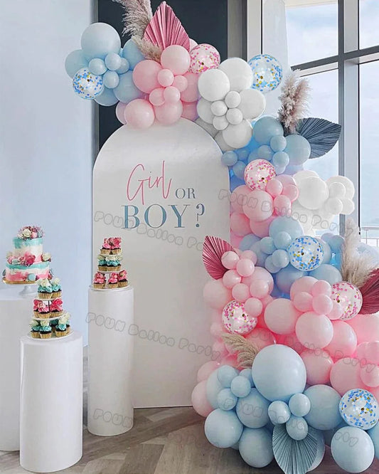 Birthday Party Ballon Garland Arch Kit Gender Reveal Balloons Maca Blue Pink Baloon Latex Boy Or Girl Baby Shower Decorations