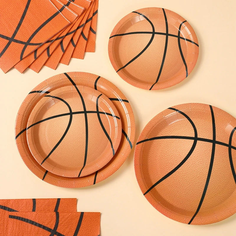Basketball Birthday Decoration Disposable Tableware Basketball Party Paper Plates Napkins Basketball Birthday Baby Shower Decor