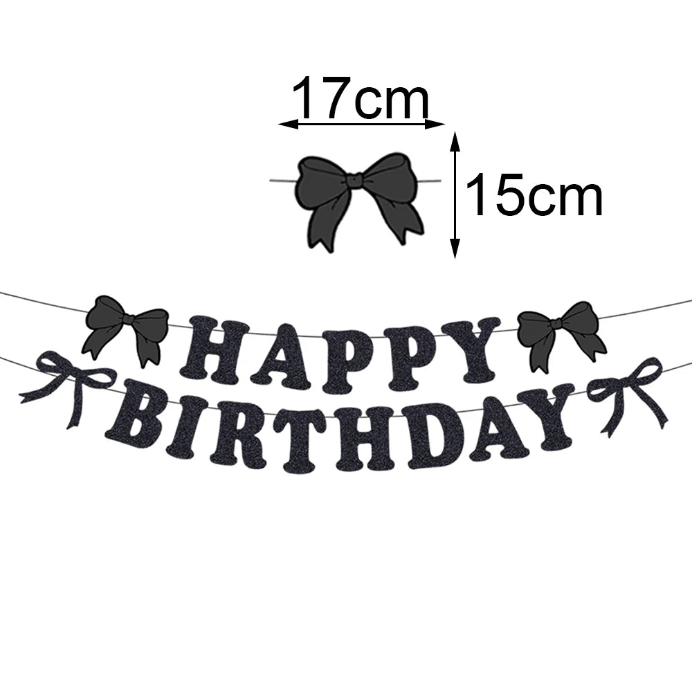 Black Bow Party Supplies Bow Birthday Party Dinner Plate Cup Napkin Toppers Bow Party Decors for Bachelorette Bridal Baby Shower