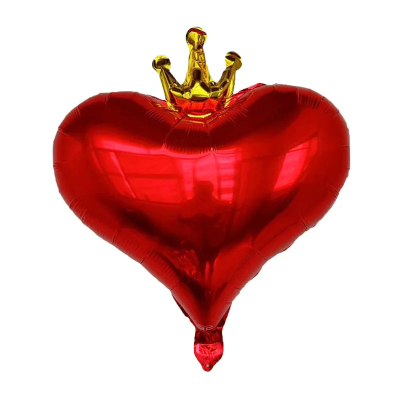 10PCS 18 Inch Pink Love Heart Crown Balloons Aluminum Foil I Love You Balloon Valentine's Day Birthday Wedding Party Decor