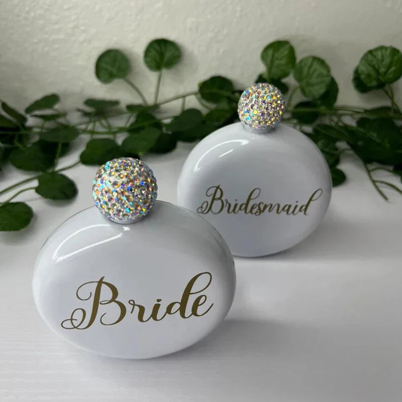 Bride Bridesmaid maid of honor Flask wedding engagement bridal shower Bachelorette hen Party girls night weekend Proposal Gift