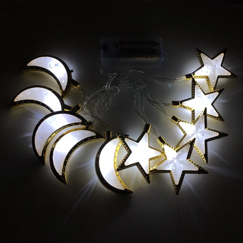 Ramadan Decoration Plastic Lantern Led String Lights Ramadan Kareem Decor Eid Mubarak Gift Al-Fitr Eid Festival Party Supplies