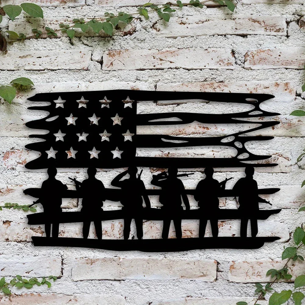 Custom American Patriot Soldier Metal Sign – Personalized Name for Independence Day Decor, Fourth of July Wall Art, Unique Gift