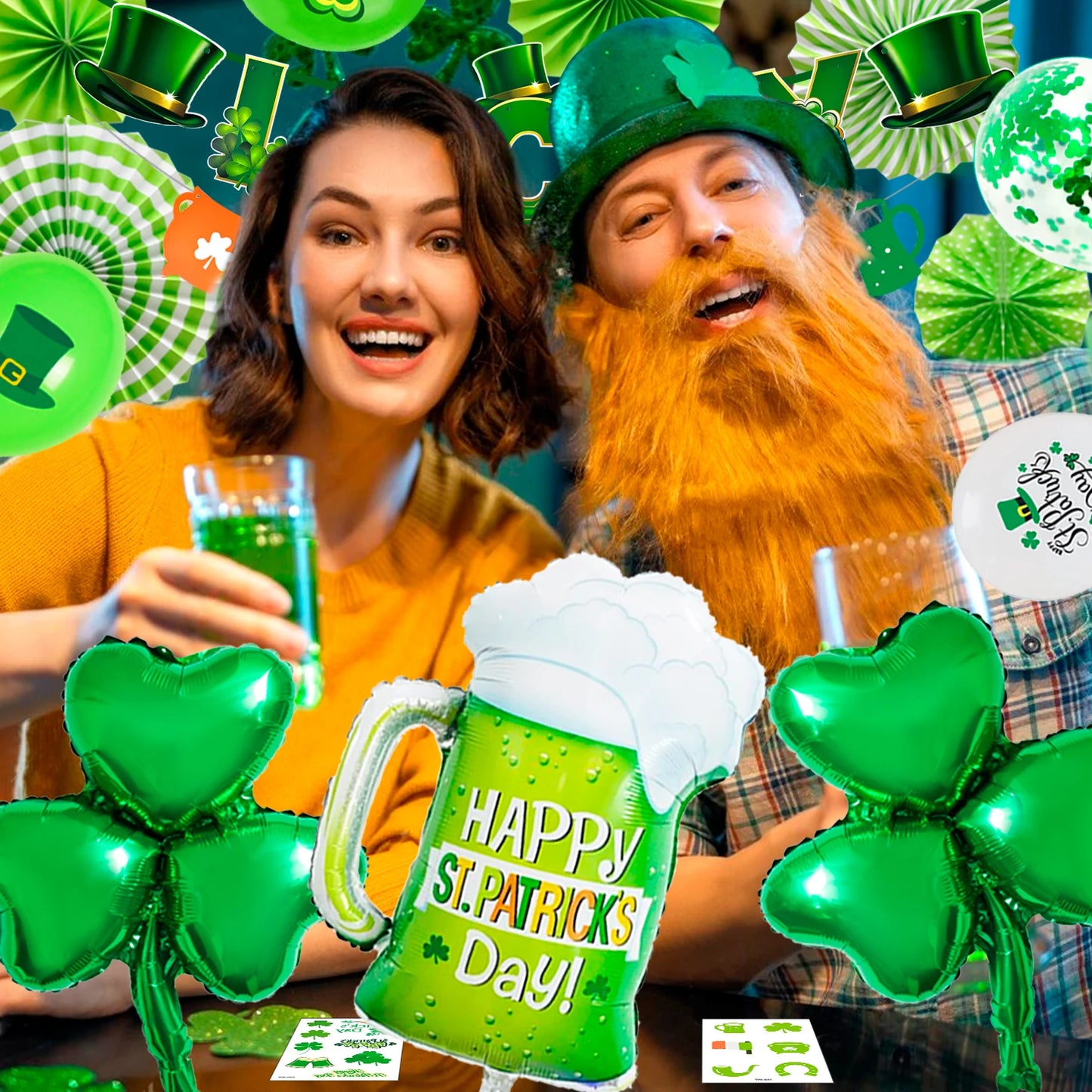 St Patricks Day Decorations, St Patrick's Day Party Decorations Set-St. Patrick's Day Balloon,Shamrock Banner Balloons