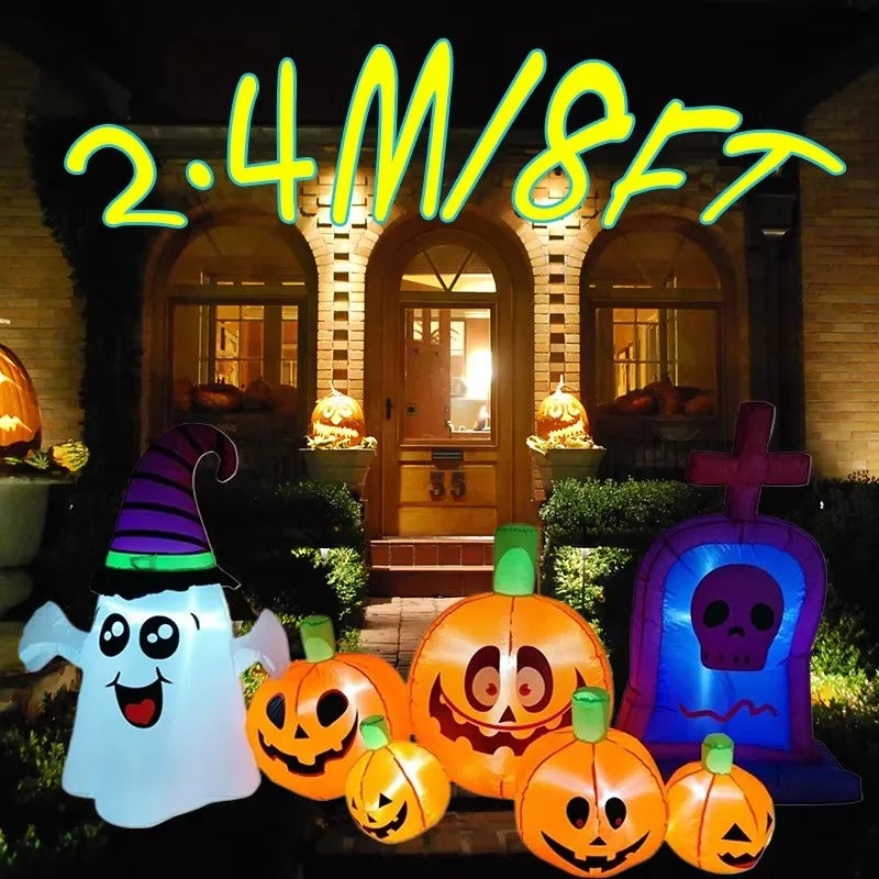 Halloween Inflatable Arch Toys Model Built-in LED Light Pumpkin Prop Outdoor Indoor Home Garden Party Terror Decoration