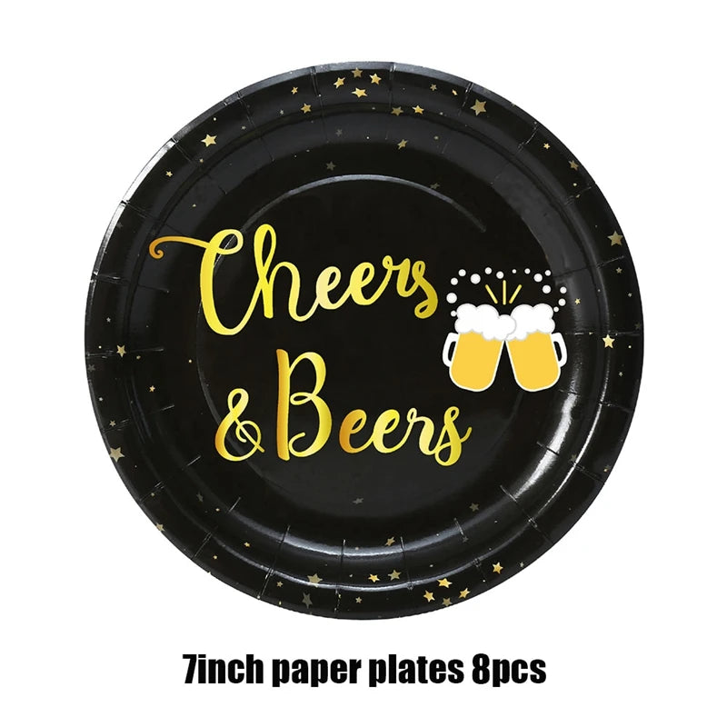 Cheers Beer Glasses Decorations Disposable Tableware Plates Cup Napkins Oktoberfest Wedding Spiderman Baby Shower Stitch Sonic