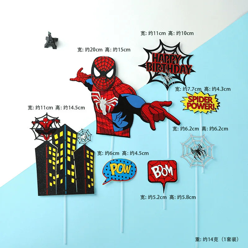 Spiderman Cake Toppers Superhero Birthday Cake Decorations CupCake Topppers Ornaments for Kids Boys Baby Shower Supplies Gifts