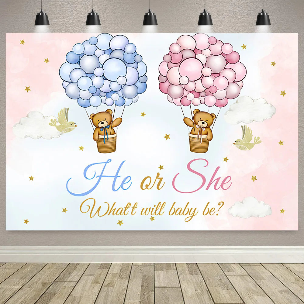 Boy Or Girl Gender Reveal Decorations Blue Or Pink Polka Dot Balloons Party Backdrop Gender Reveal Background Banner Supplies