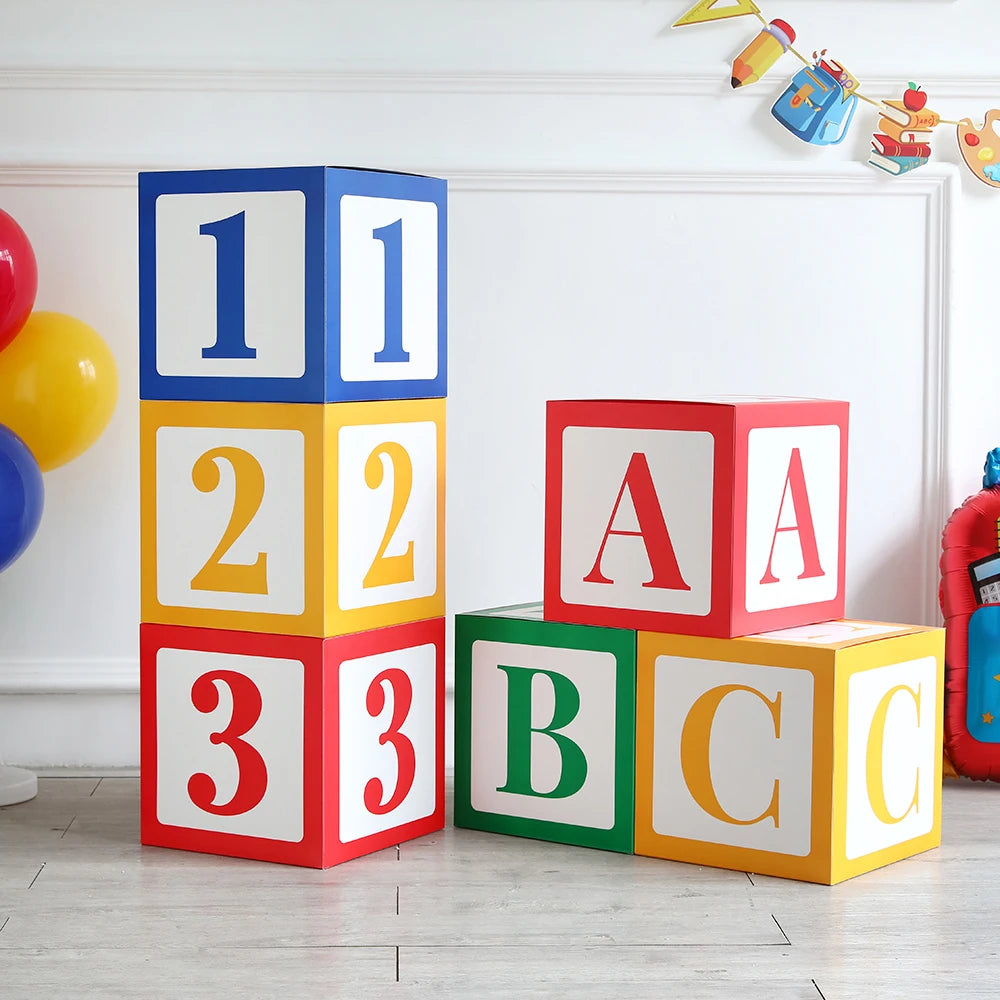 3pcs Back To School ABC Letter 123 Balloon Boxes Birthday Baby Shower Kindergarten Rainbow Happy Graduation Party Supplies