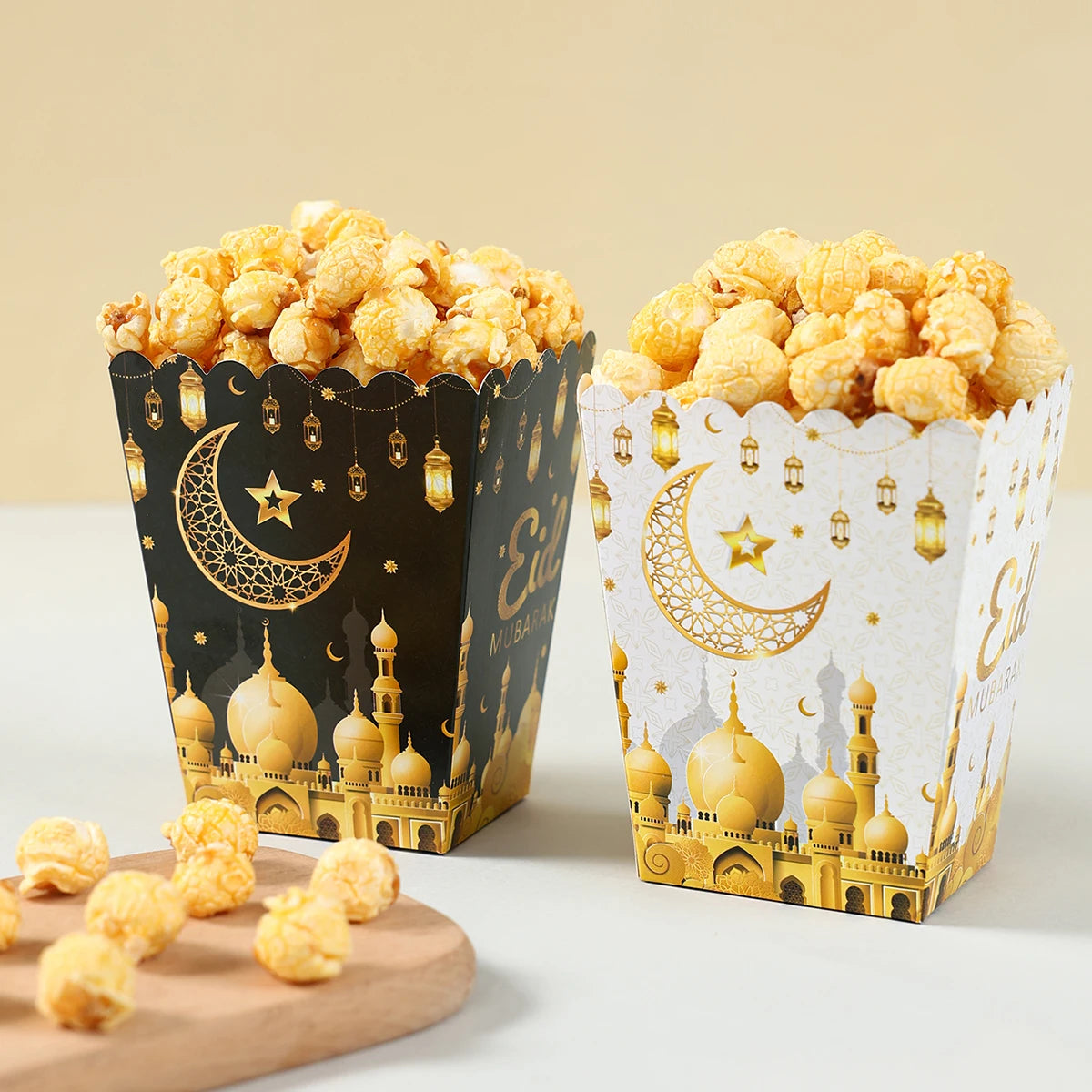 EID Mubarak Popcorn Box Biscuit Gift Box Ramadan Decoration 2025 For Home EID Mubarak Islamic Muslim Party Decor Eid al-Fitr