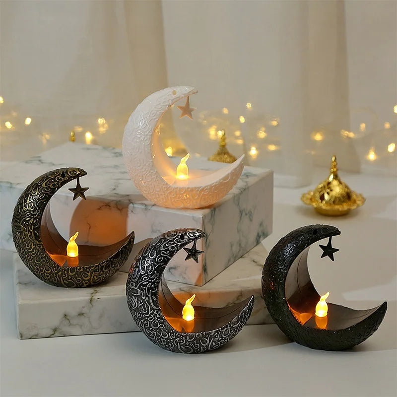 1PCS Ramadan Decoration Star Moon LED Candlestick Lamp For Ramadan Kareem Islamic Muslim Home Decor Lamp Eid Mubarak Party Gifts
