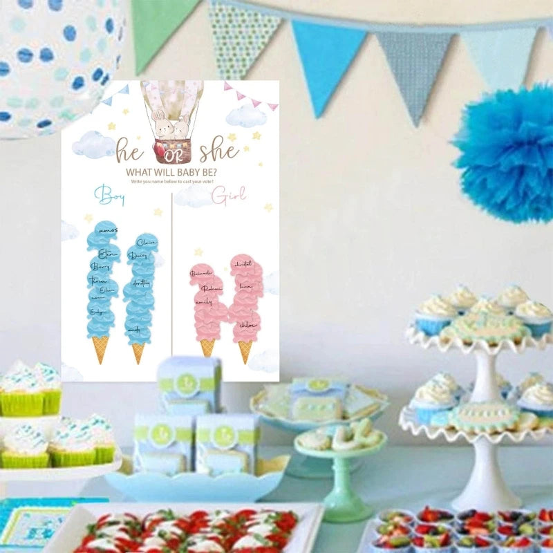 M5TF Gender Reveal Party Baby Gender Reveal Poster with 36pcs Boy and Girl Stickers