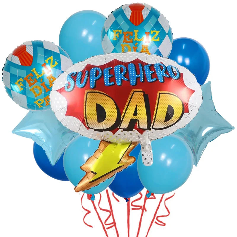 11pcs/Set Best DAD Trophy Spanish Happy Father's Day Foil Balloons English Mother's Day Party Decoration Latex Air Globos Gifts