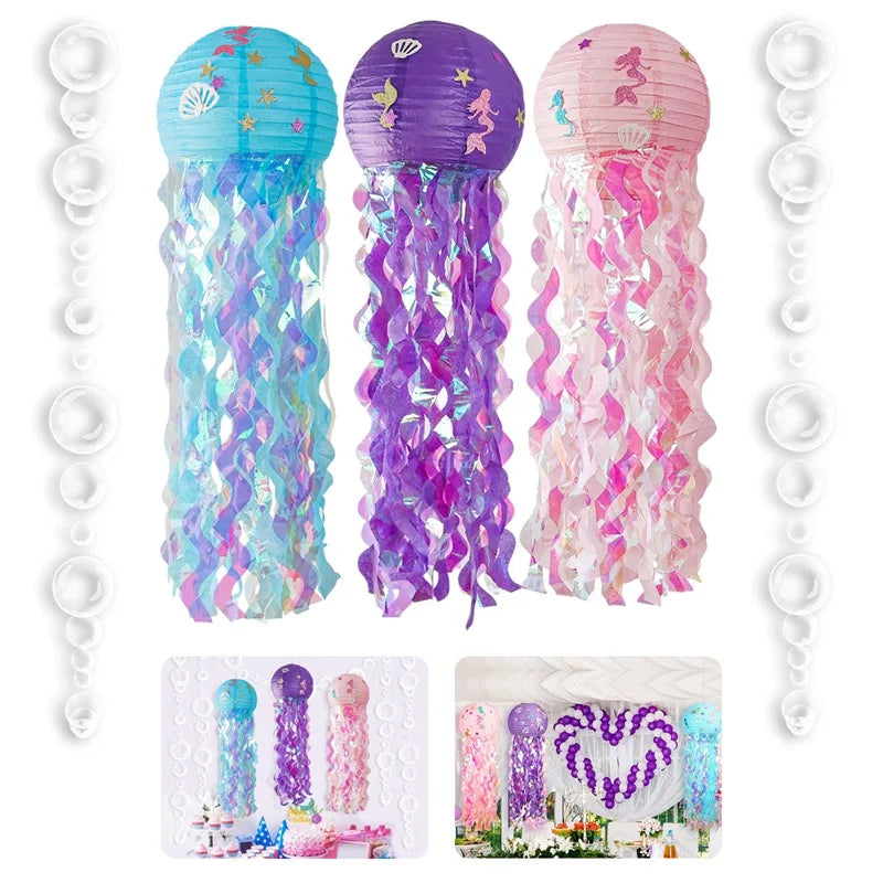 Mermaid Party Decorations Litte Mermaid Jellyfish Paper Lantern Under the Sea Party Decor Girl Babyshower Mermaid Birthday Decor