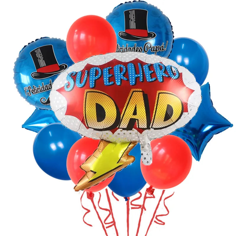 11pcs/Set Best DAD Trophy Spanish Happy Father's Day Foil Balloons English Mother's Day Party Decoration Latex Air Globos Gifts