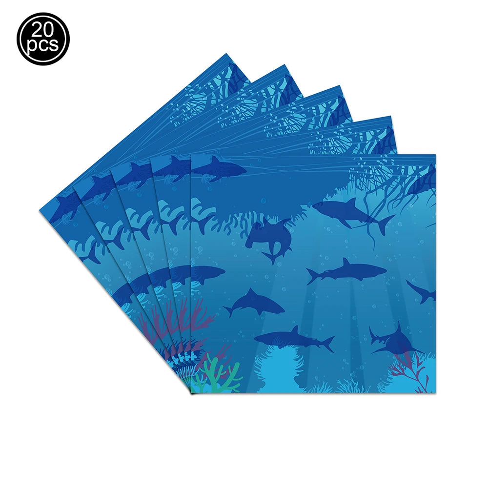 Shark Party Supplies Shark Birthday Tableware Shark Baby Shower Paper Cups Plates Napkins Ocean Shark Theme Party Decorations
