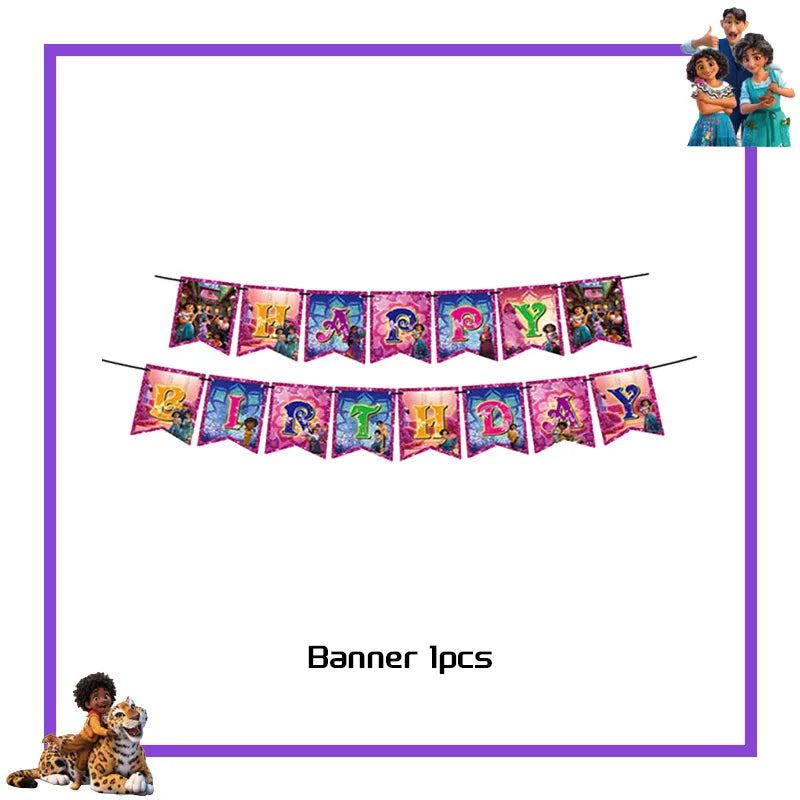 Encanto Birthday Party Decoration Balloon For Kids Event Supplies Tableware Set Plates Cups Napkins Cake Toppers Candy Box