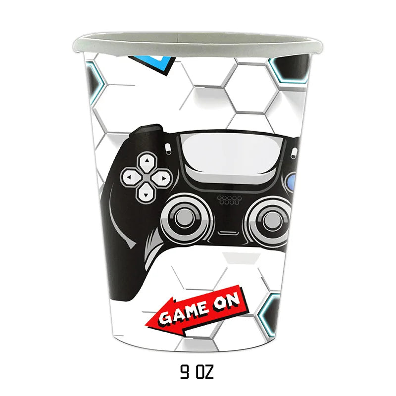 Video Game Birthday Decoration Tableware Balloons for Boy Paper Plates Cups Napkins Banner Cake Topper Video Game Party Favors