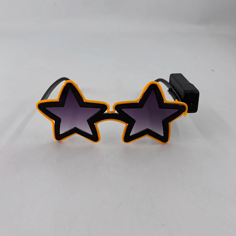 Wireless EL Glowing Party Glasses LED Light Up Five Stars Glasses Birthday Wedding Halloween Supplies Night Club Disco Props