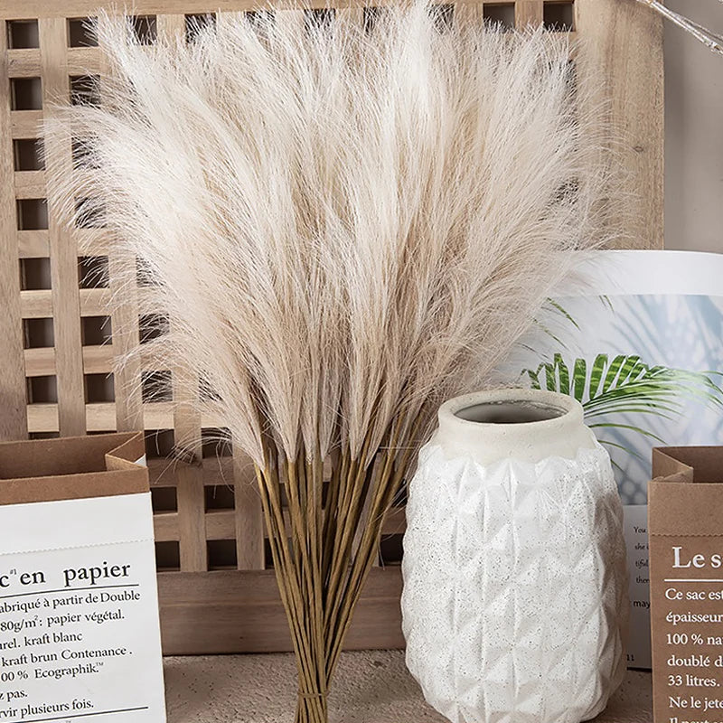 10pcs Artificial Reed Ins Wind Bouquet Imitation Flowers Bohemian Home Living Room Decor Fake Reed Christmas Wedding Decoration