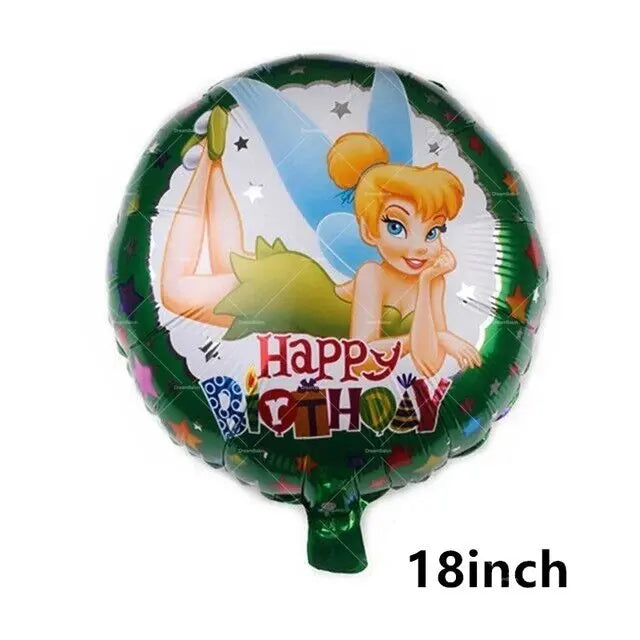 Tinker Bell Fairy Foil Balloons Pixie Latex Ballon Happy Birthday Banner Party Decorations Cake Toppers Cartoon Kids Girls Gift