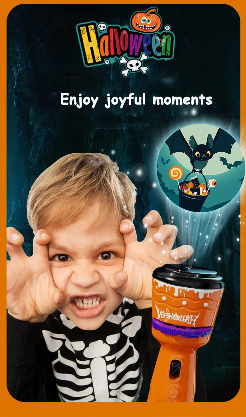 Halloween Projection Flashlight, Early Education Puzzle Development Toy, 24 Patterns Projector Torch Baby Toys, Hallowmas Gifts