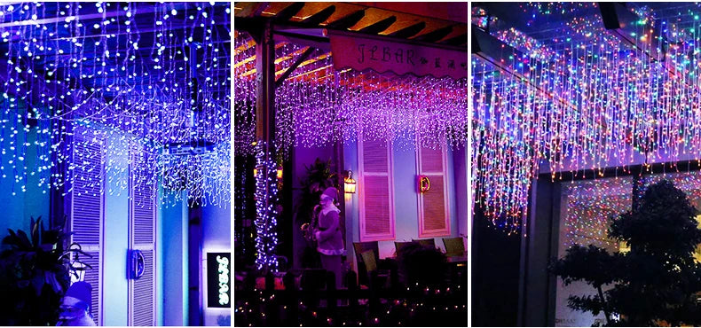 Curtain Icicle Light Indoor Outdoor Eaves Decor String Lights Garden Party Yard Christmas Decoration holiday Garlands 5m
