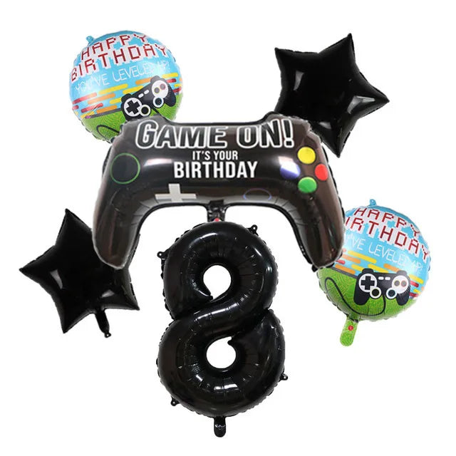 Video Game Birthday Decoration Tableware Balloons for Boy Paper Plates Cups Napkins Banner Cake Topper Video Game Party Favors
