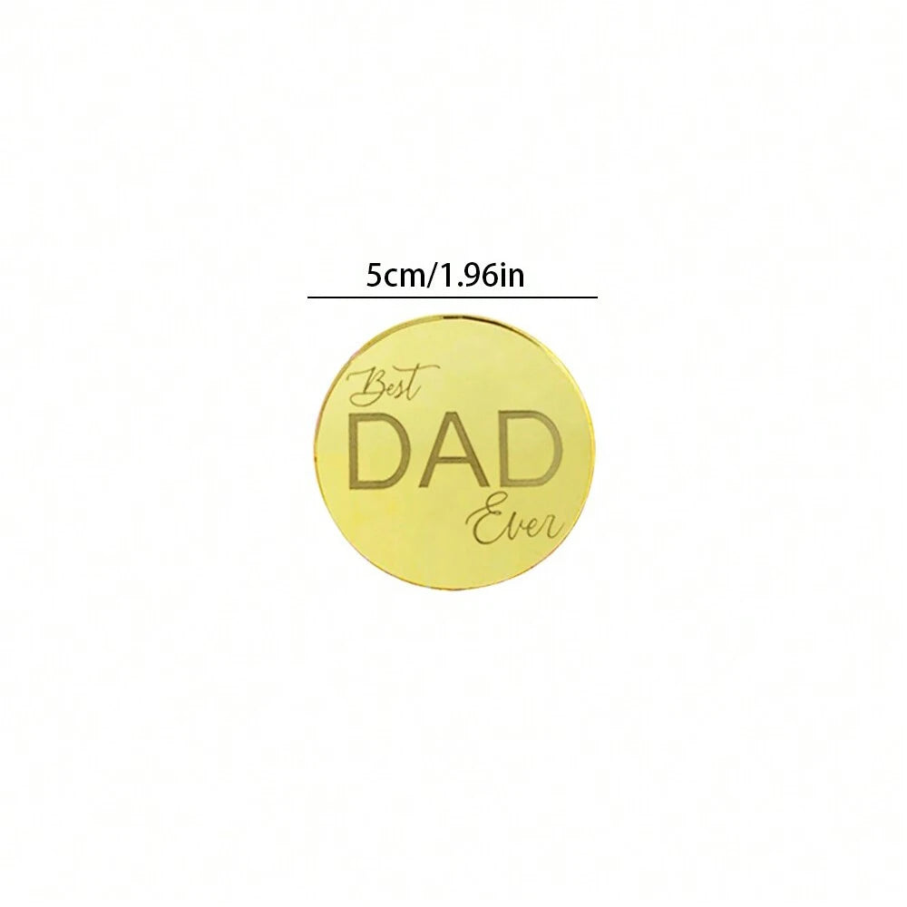 5pcs Acrylic Best Father Ever Cupcake Topper for Happy Father`s Day Cake Baking Cake Decor Happy Birthday Decoration