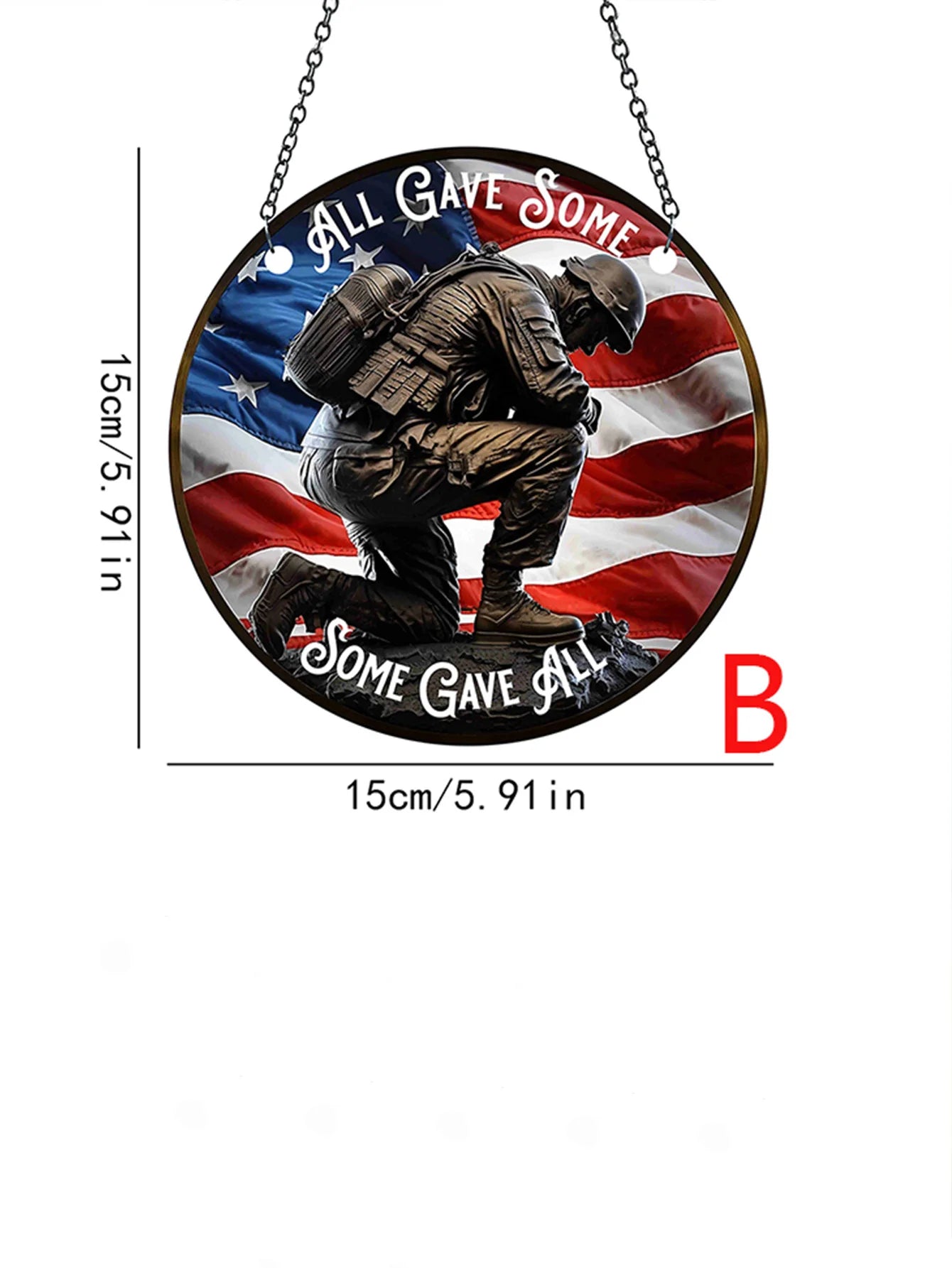 1pc Soldier Painted Window Hanging Decorations, Patriotic Wreath Signs, Home Garden Decor, Independence Day Gifts