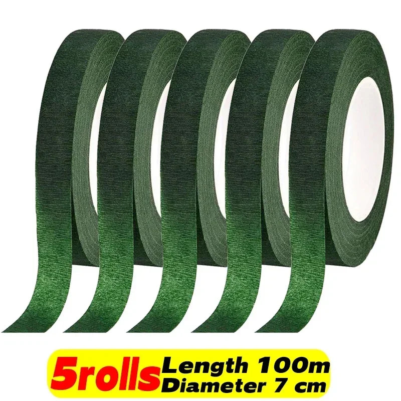 10/1Rolls Green Bouquet Floral Tapes Self-adhesive Stamen Wrapping Paper Tape DIY Flowers Decor for Florist Wedding Party Props