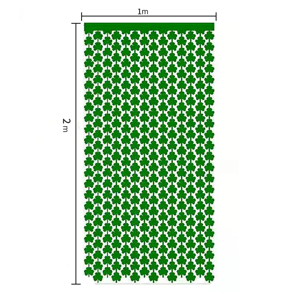St Patrick Day Backdrop Curtain Green Clover Foil Fringe Curtain Metallic Fringe Curtain Party Decorations Supplies Favor Gifts