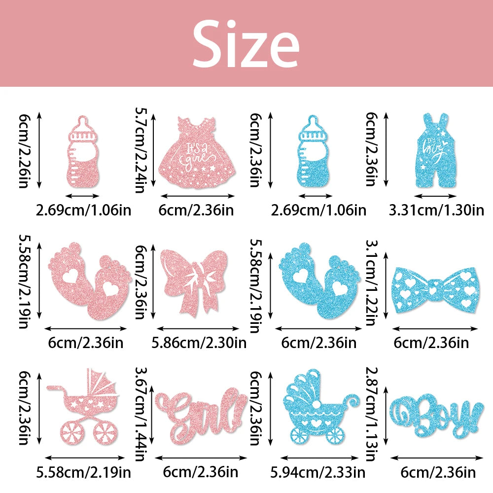 12/24pcs Boy or Girl Cupcake Toppers Glitter Feet Onesie Dress Gender Reveal cake picks Cake Decoration Baby Shower kid birthday