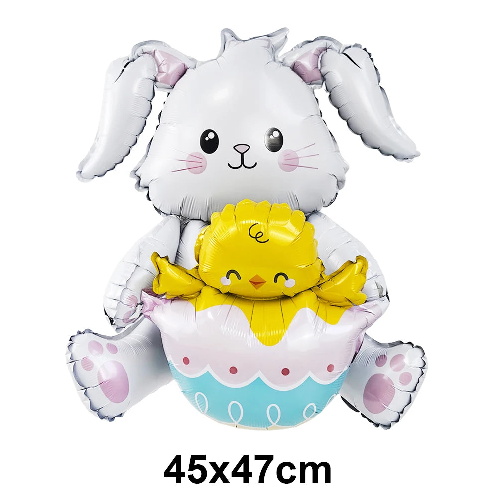 Large Easter Balloon Standing Bunny Balloon Cartoon Bunny Balloon Cute Rabbit Shaped Foil Balloons Happy Easter Party Decoration