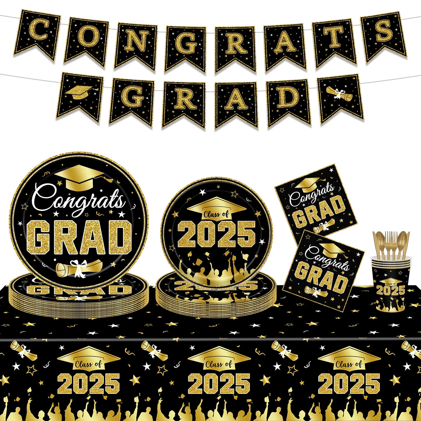 Congrats Graduation Party Tablecloth Table cover supplies Congrats Grad Tablecloth 2025 Congrats Grad Party decoration Banner