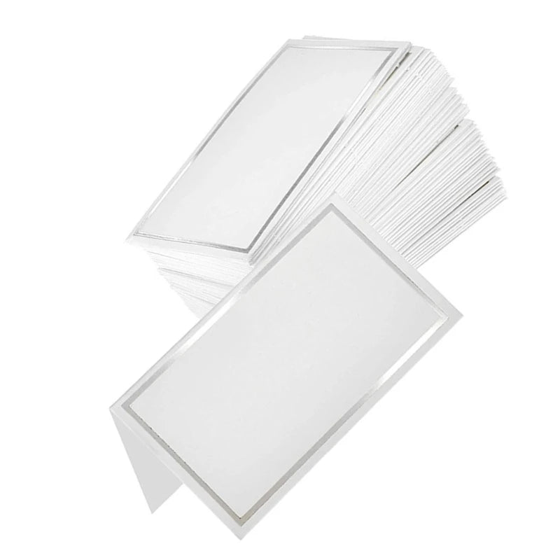 Pack of 50PCS Elegant Gold Bordered Blank Place Cards Name Cards for Weddings, Banquets, Dinners, Parties and Festivals