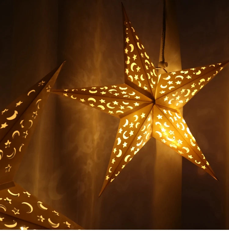 Hollow Star Hanging Pendants Ramadan Decorations 2025 for Home Ramadan Islamic Muslim Party Gifts Eid Mubarak Home Decorations