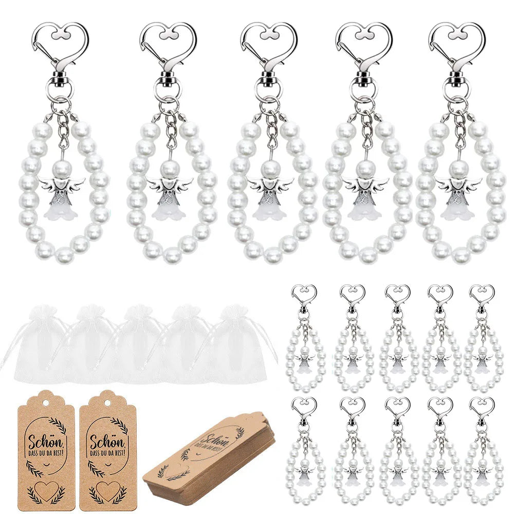 50/20 Sets Cute Angel Keychains with Favor Boxes and Thank You Cards Baptism Bridal Shower Wedding Gender Reveal Party