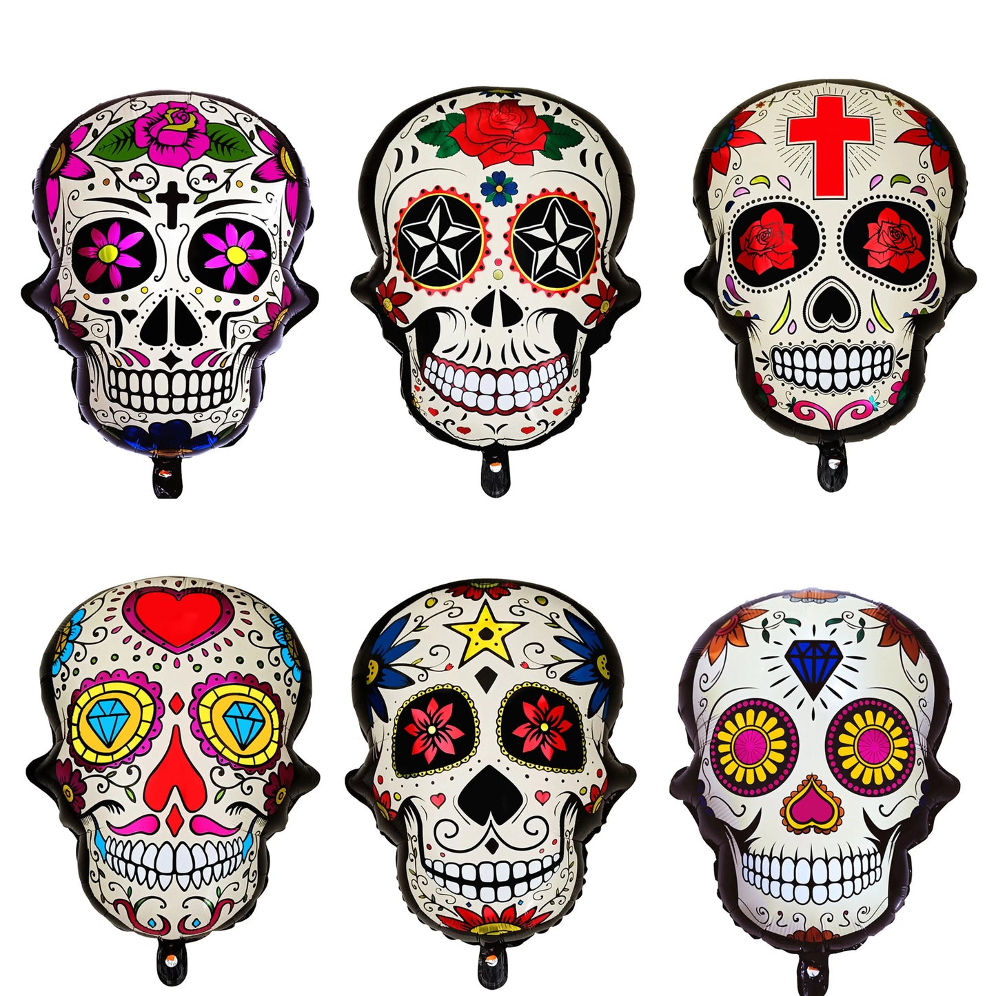Fiesta Mexico Day of The Dead Theme Balloon Garland Arch Kit Multicolor Skull Foil Balloon Mexican Photography Backdrop