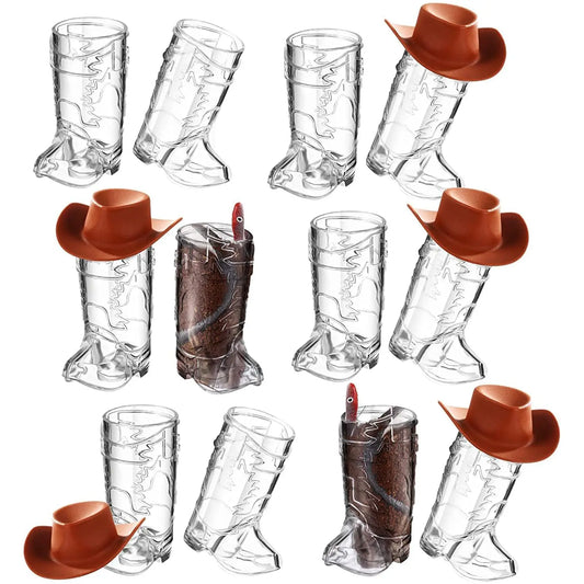 Mini Western Cowboy Boot Shot Glasses Cowgirl Cute Doll Hat Plastic Boot Cups Cowboy Birthday Supplies Bachelorette Party Favors
