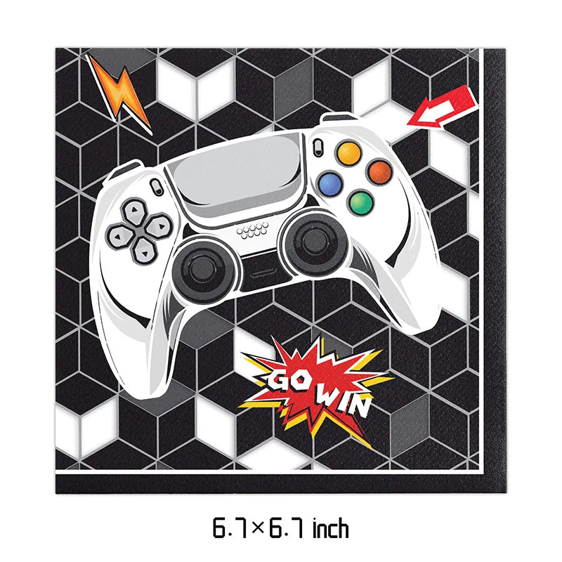 Video Game Birthday Decoration Tableware Balloons for Boy Paper Plates Cups Napkins Banner Cake Topper Video Game Party Favors