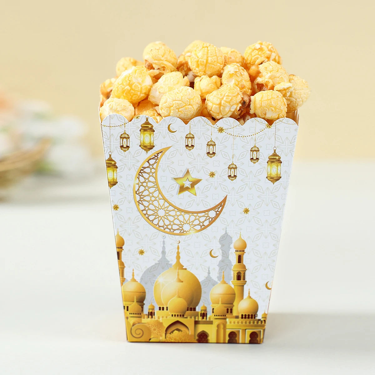 EID Mubarak Popcorn Box Biscuit Gift Box Ramadan Decoration 2025 For Home EID Mubarak Islamic Muslim Party Decor Eid al-Fitr