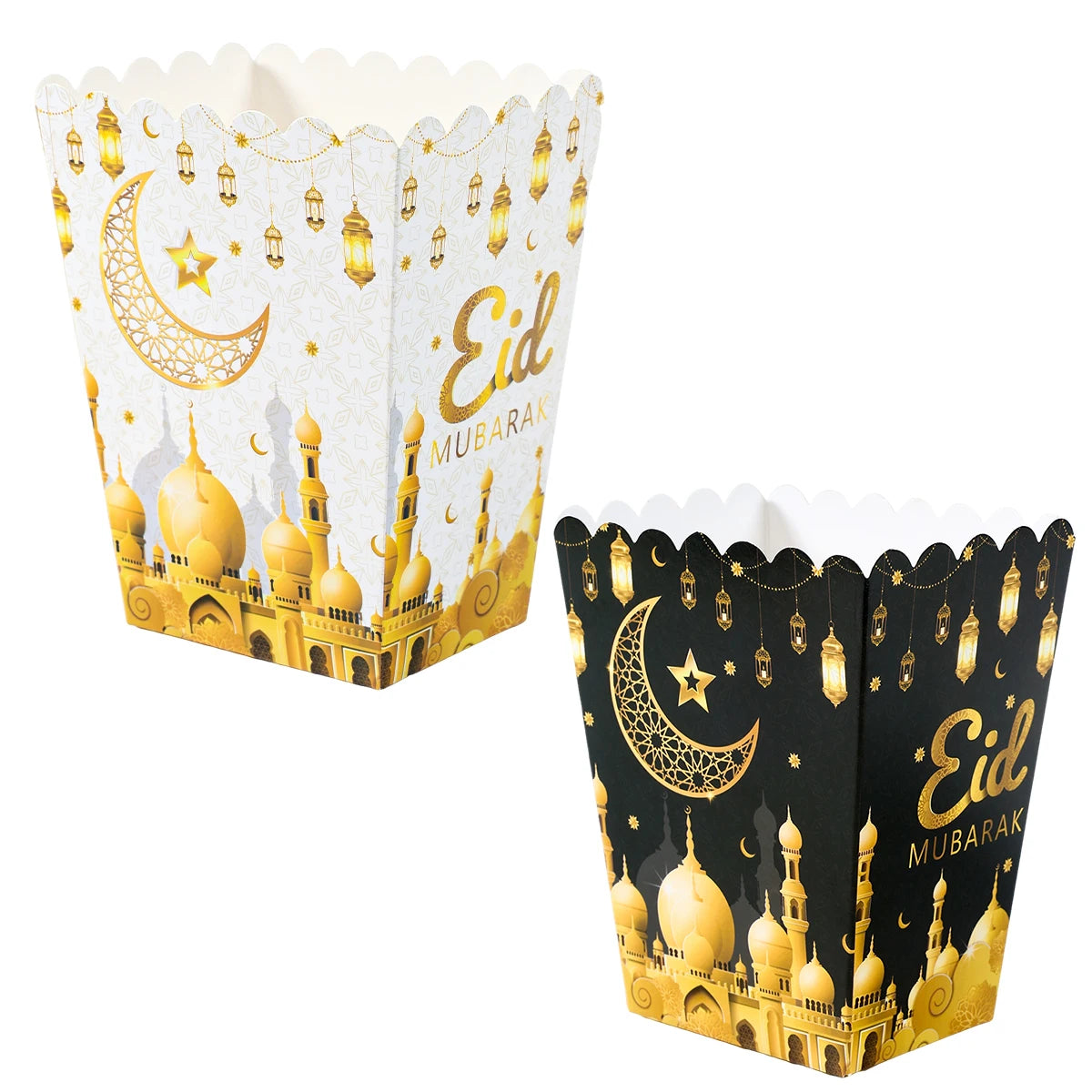 EID Mubarak Popcorn Box Biscuit Gift Box Ramadan Decoration 2025 For Home EID Mubarak Islamic Muslim Party Decor Eid al-Fitr