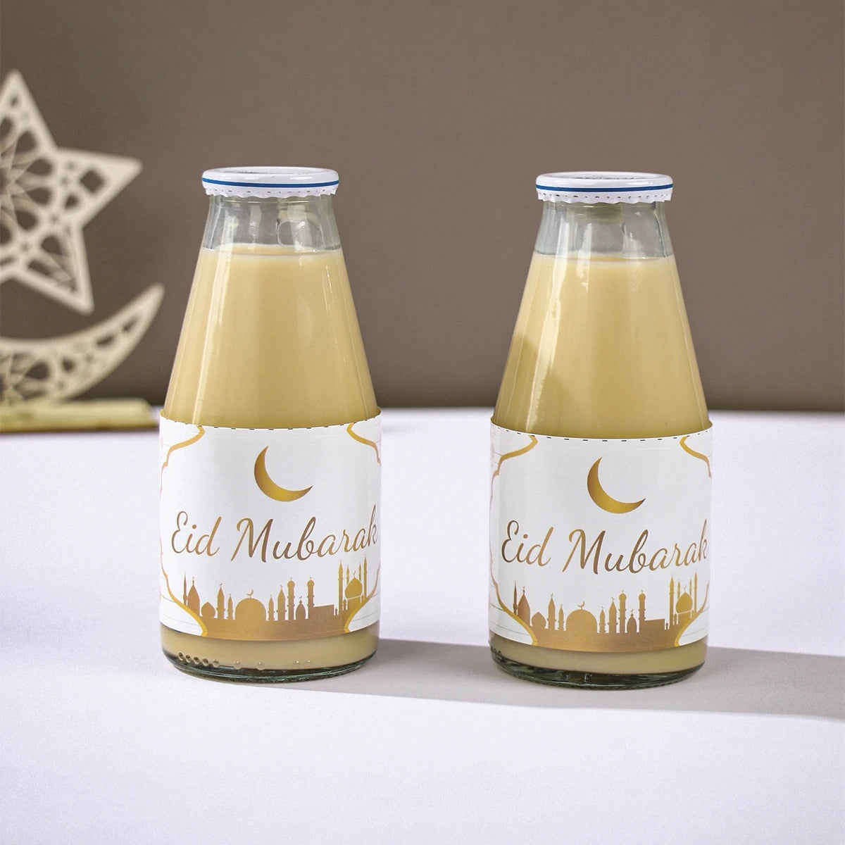 10/24pcs Eid Mubarak Bottle Labels Sticker Ramadan Kareem Decoration For Home 2025 Muslim Islamic Party Supplies Eid Al-fitr